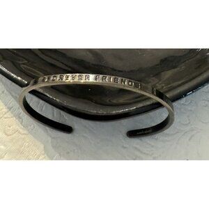 Mantraband FOREVER FRIENDS Gunmetal Black Silver Thin Cuff Bracelet Bangle